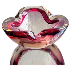 Coffee Table Decorative, Murano Bowl in Sommerso Pink Glass, Rare Italian Item