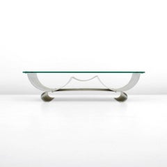 Coffee Table Design Francois Monnet, Kappa, France 1970, Steel Glass Mid-Century
