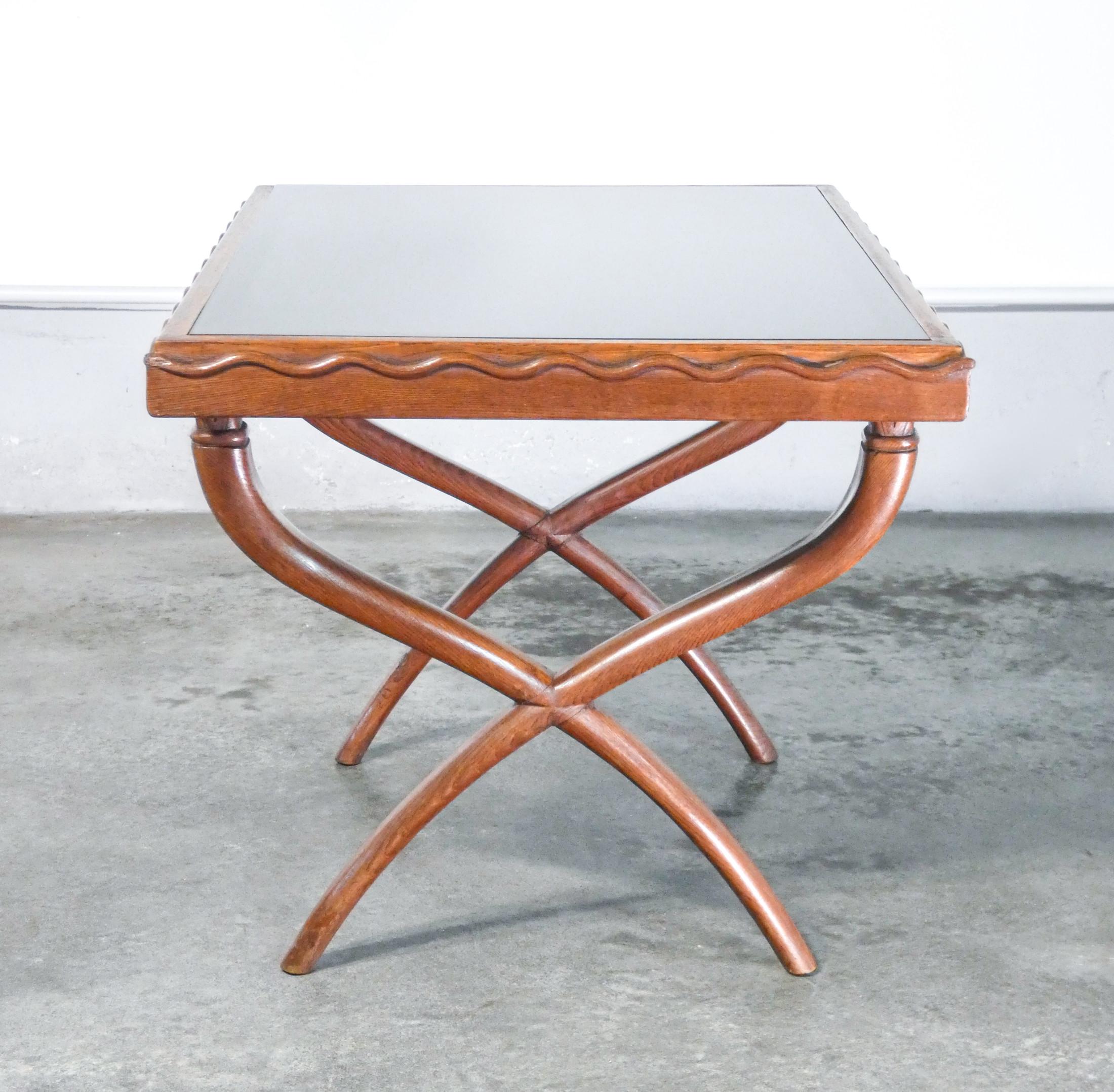Coffee Table, Design Tomaso Buzzi & Giò Ponti, in Oak Wood Ang Glass, Italy, 40s 1