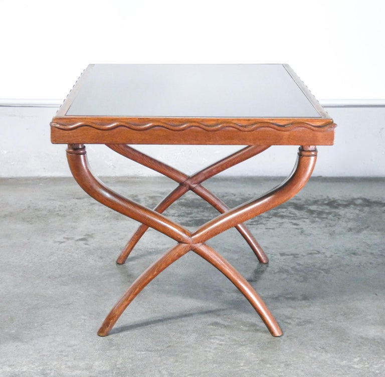 Coffee Table, Design Tomaso Buzzi & Giò Ponti, in Oak Wood Ang Glass, Italy, 40s For Sale 1