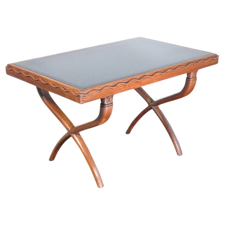 Coffee Table, Design Tomaso Buzzi & Giò Ponti, in Oak Wood Ang Glass, Italy, 40s For Sale