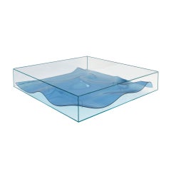 Coffee Table Designed by L.A. Studio with Blue Murano Glass Inside