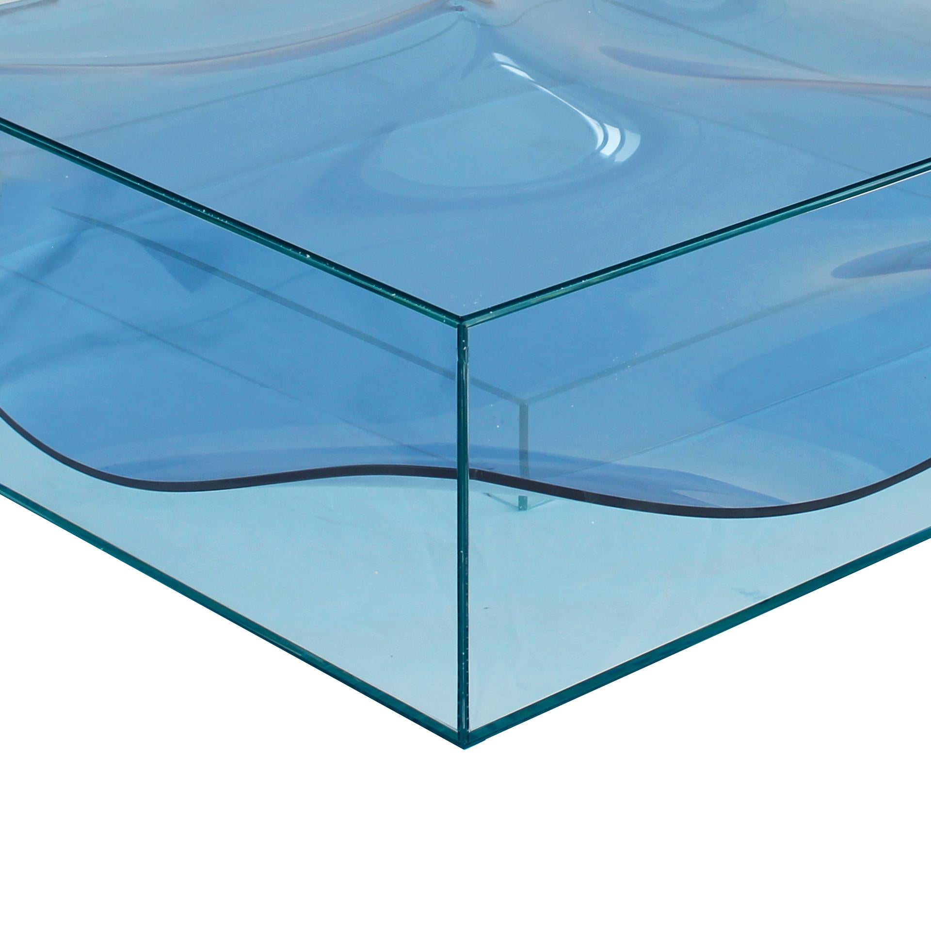 Contemporary Coffee Table Designed by L.A. Studio with Blue Murano Glass Inside For Sale