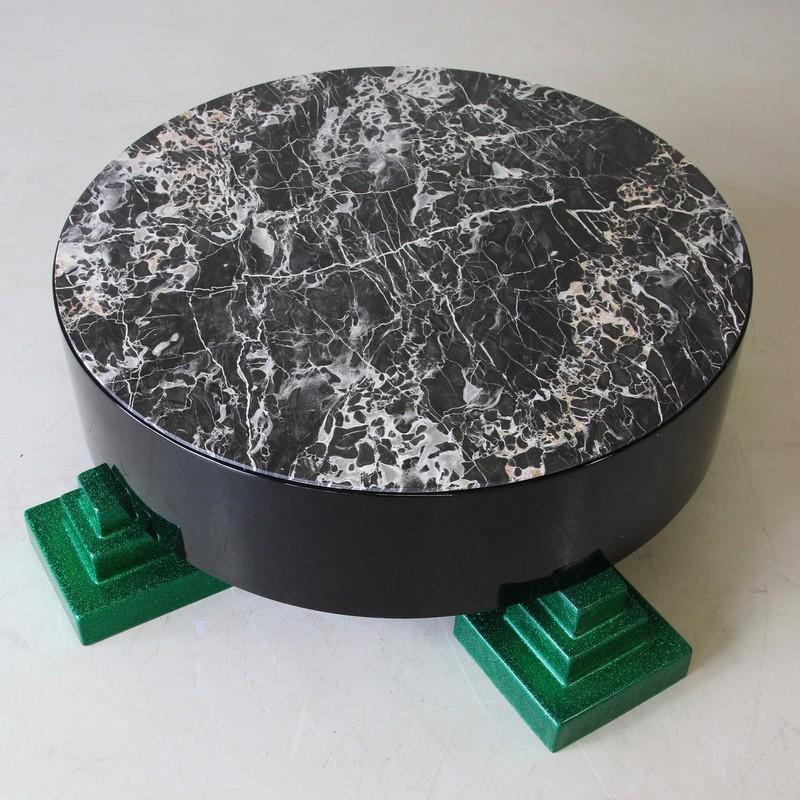 Coffee table 'PARK LANE', designed by Ettore Sottsass in 1983, Italy.

Fiberglass construction in black and green with a black and white veined marble top.

Ettore Sottsass (14 September 1917 – 31 December 2007). Italian architect and designer