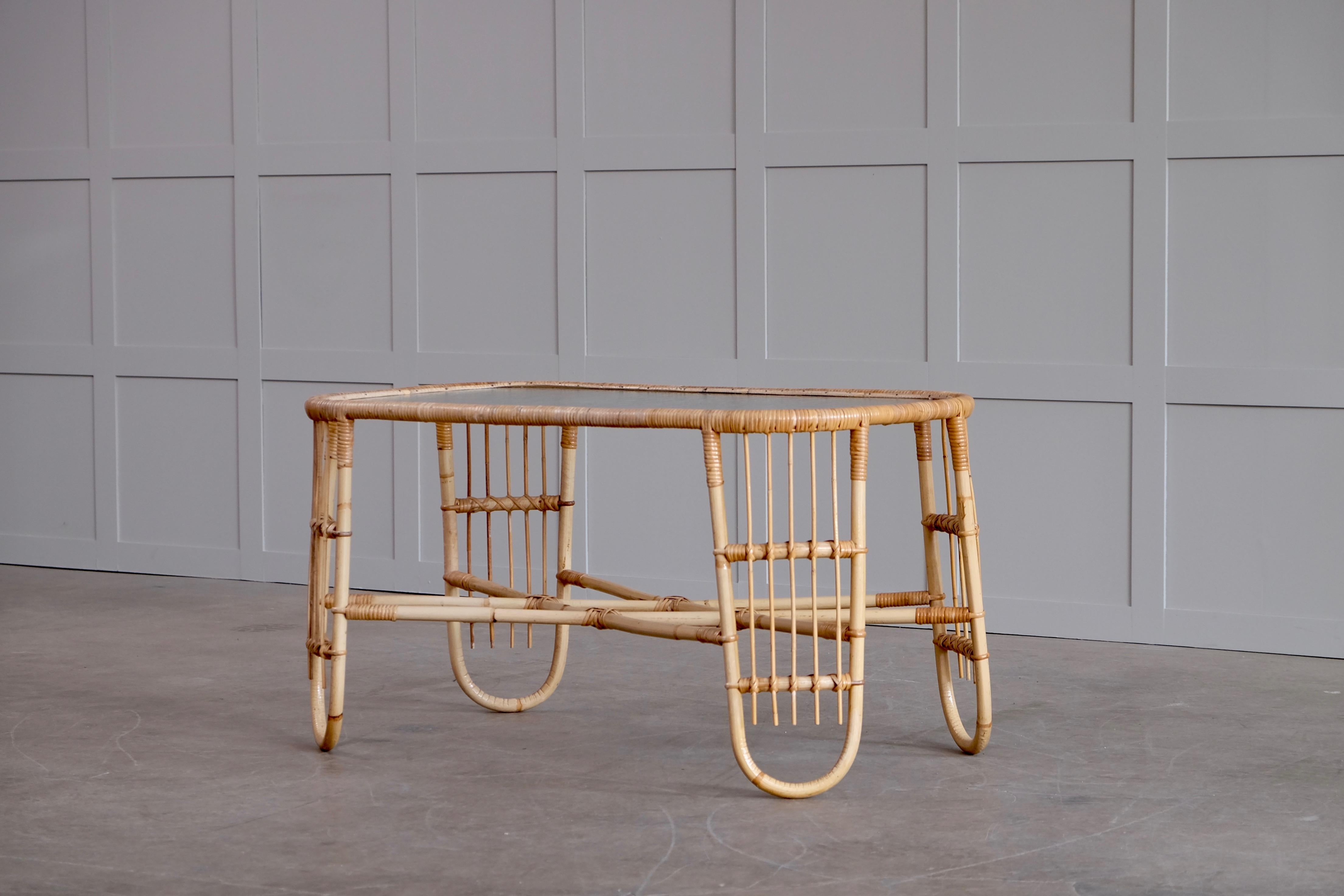 Rattan Coffee table designed by Viggo Boesen, Denmark, 1940s