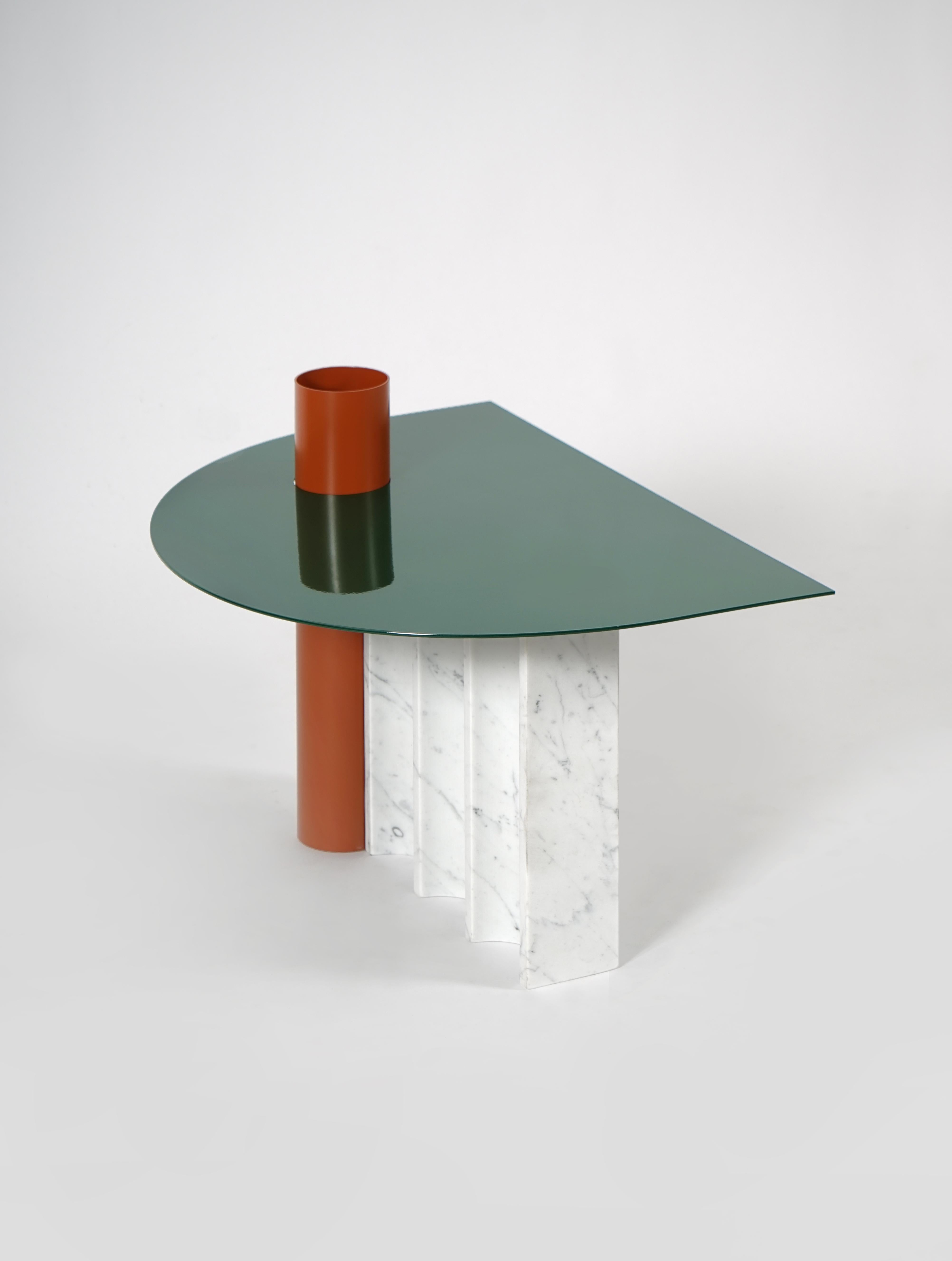 Other Coffee Table / Disused Collection with Marble and Powder-Coated Steel For Sale