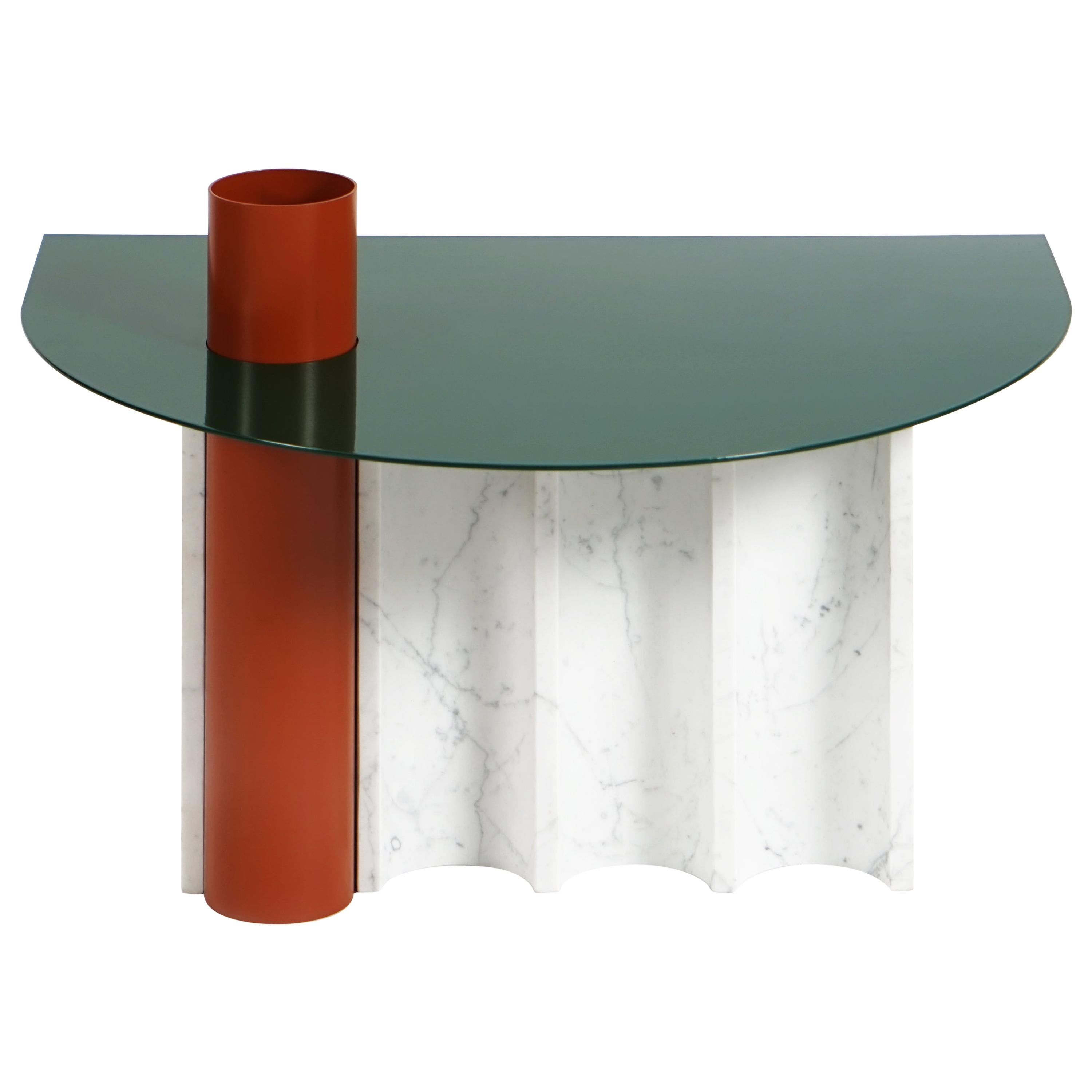 Coffee Table / Disused Collection with Marble and Powder-Coated Steel For Sale