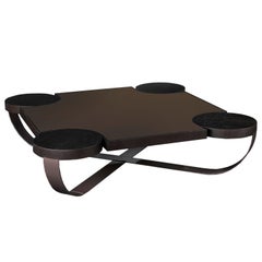 Coffee Table Drummond, in Oak and Metal, Italy