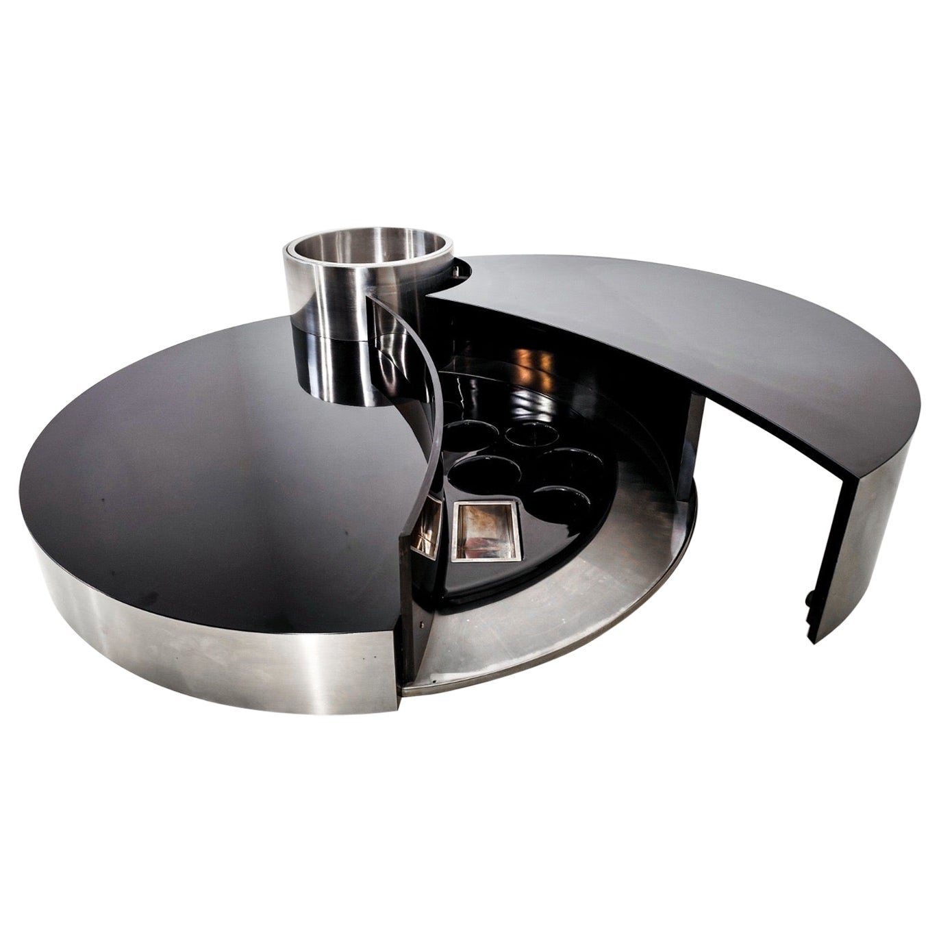 Coffee Table Dry Bar Stainless Steel by Massimo Papiri for Sabot, Italy, 1970s