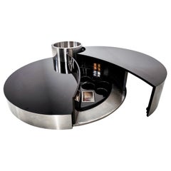 Coffee Table Dry Bar Stainless Steel by Massimo Papiri for Sabot, Italy, 1970s