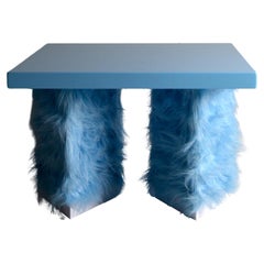 coffee table Eccentrico, 1/4 Studio Greca contemporary light blue fur lacquered