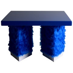 coffee table Eccentrico, 1/4 Studio Greca contemporary light blue fur lacquered