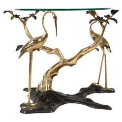 Coffee Table, End of Sofa in Patinated and Gilded Bronze, Flamingo Design.