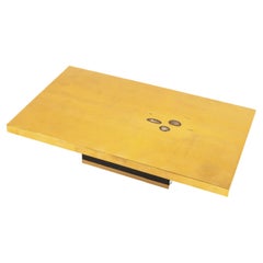 Mesa de centro de latón grabado con incrustaciones de 3 ágatas by Lova Creations