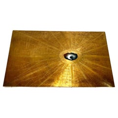 Retro Coffee Table Etched Brass Inlaid Agate by Lova Creation