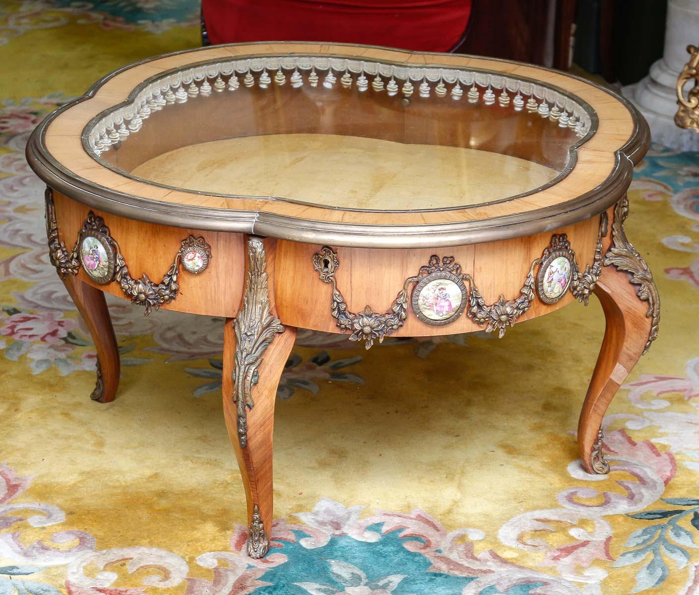 Bronze Coffee Table, Flat Display Case, Early 20th Century, Napoleon III Style.