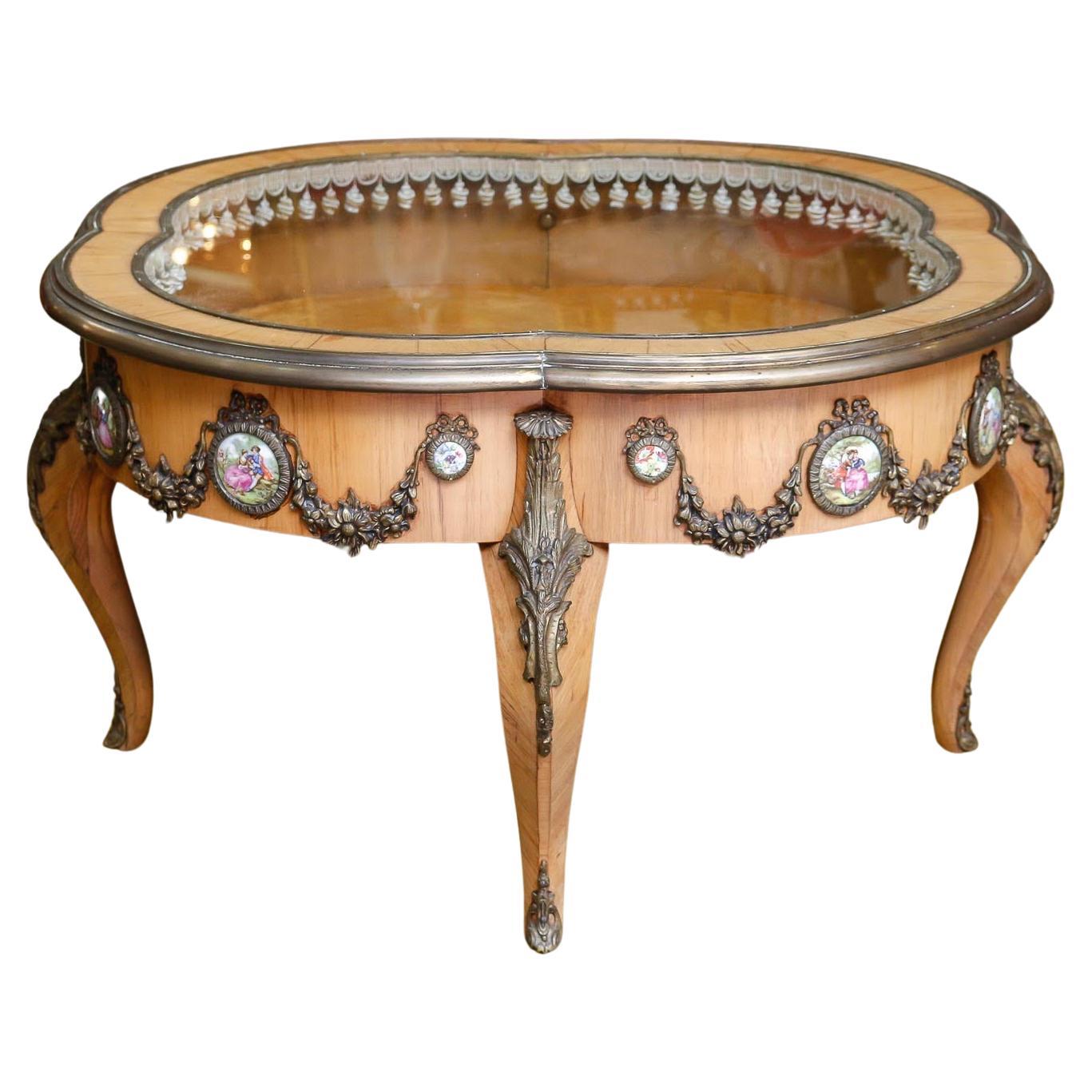 Coffee Table, Flat Display Case, Early 20th Century, Napoleon III Style.