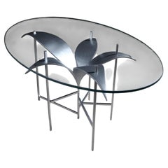 Coffee Table for a Botanist in Steel and Glass by Frederic Gaillard