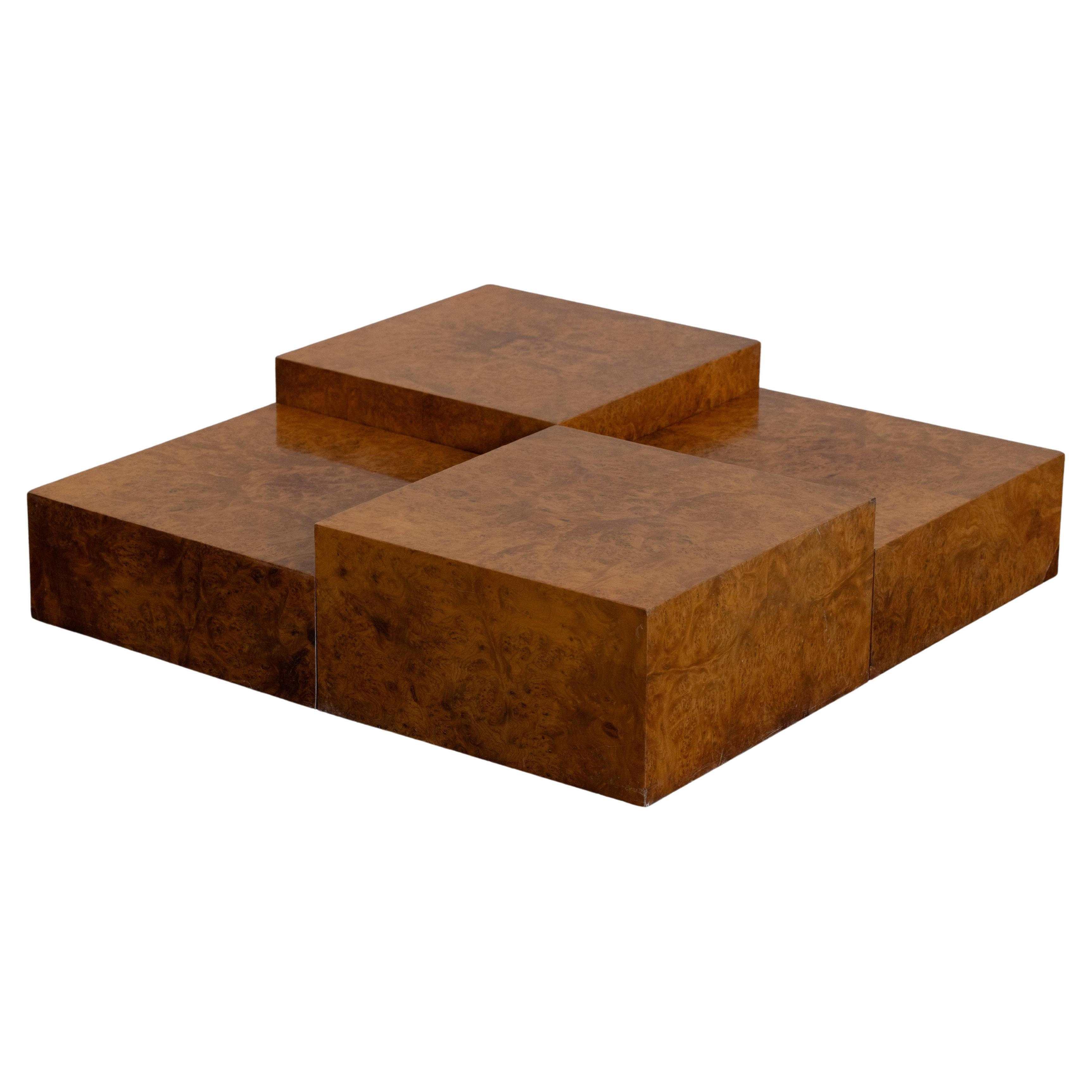 Vintage Two Piece Coffee Table In Burl wood From France, Circa 1970