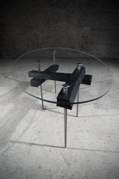 Coffee Table for the House of the Martyrs in Wood & Steel by Frederic Gaillard