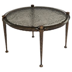 Coffee table, forged iron with bronze patina in the style of Lothar Klute