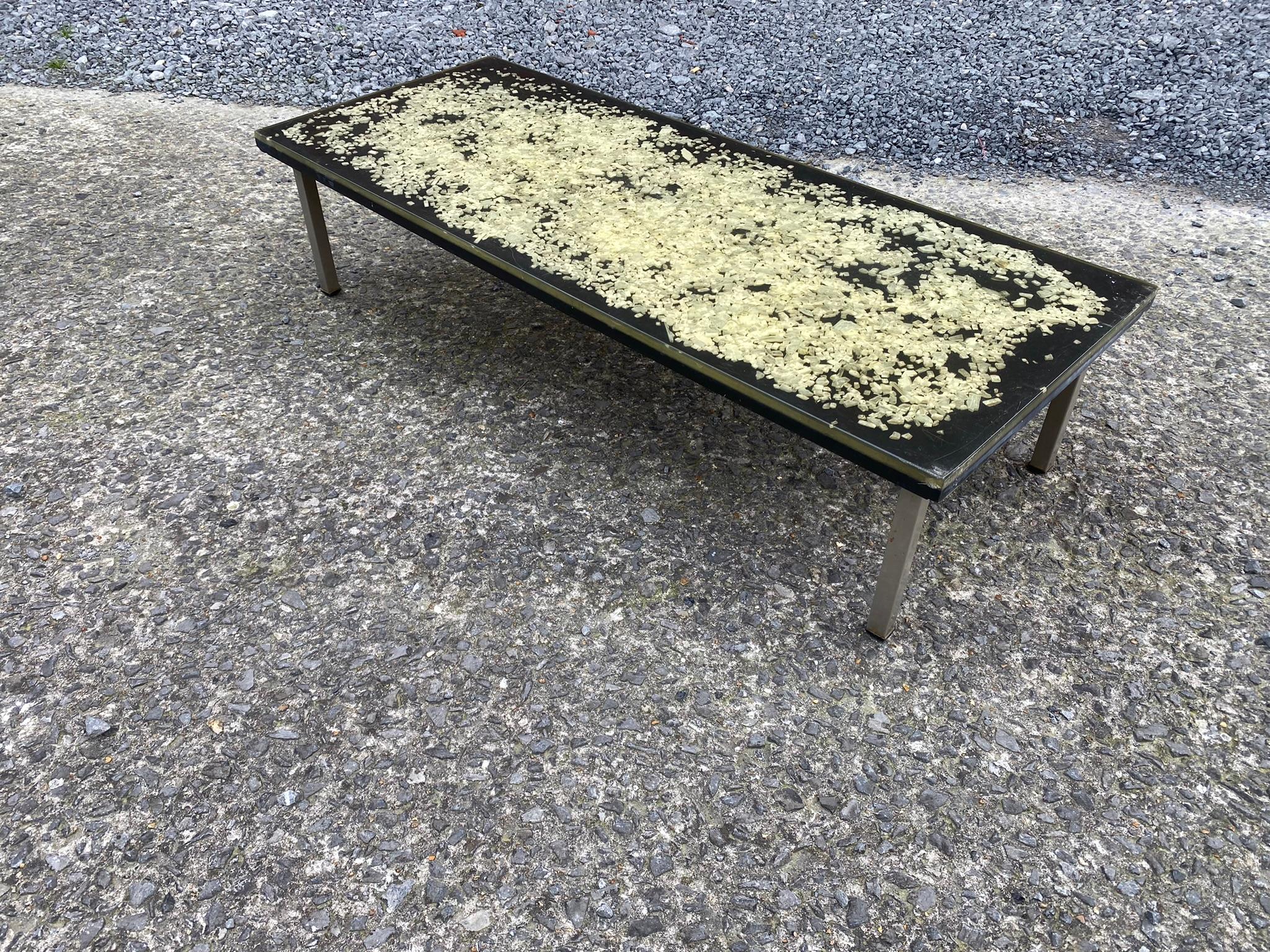 Coffee Table Fractal Stone Steel Inclusion, circa 1960 For Sale 3