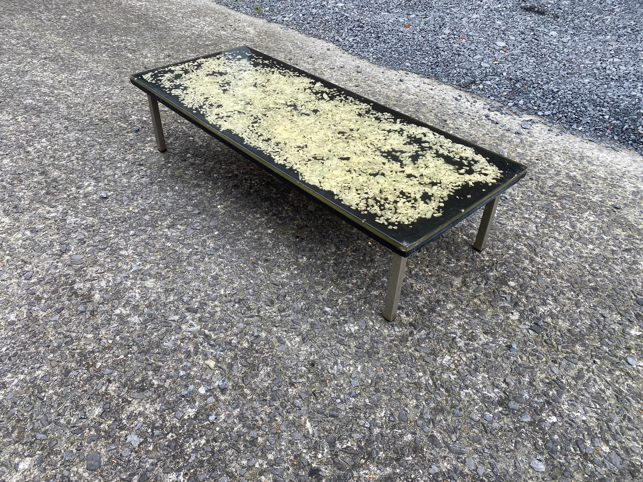 Coffee Table Fractal Stone Steel Inclusion, circa 1960 In Good Condition For Sale In Saint-Ouen, FR