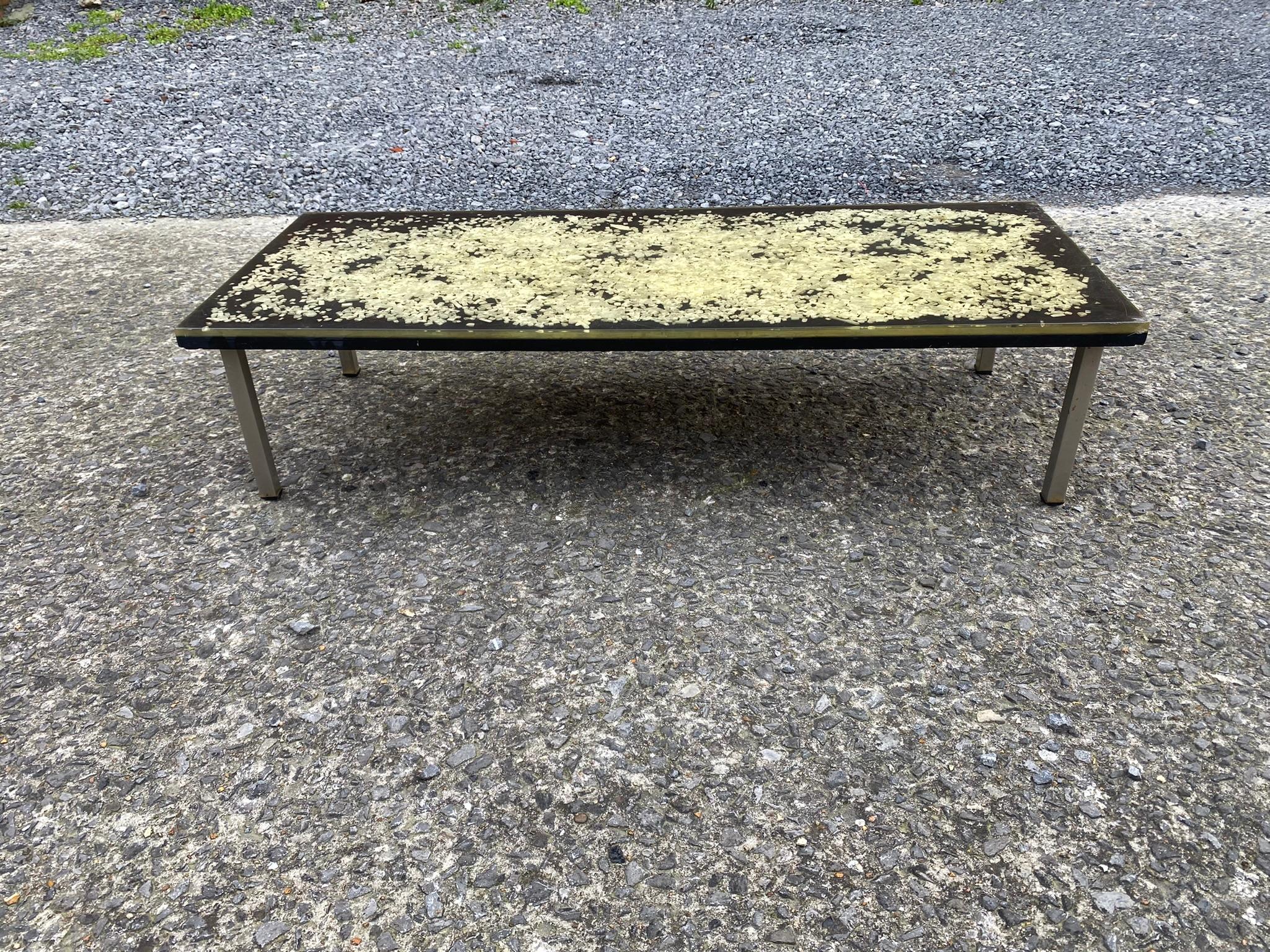Coffee Table Fractal Stone Steel Inclusion, circa 1960 For Sale 1