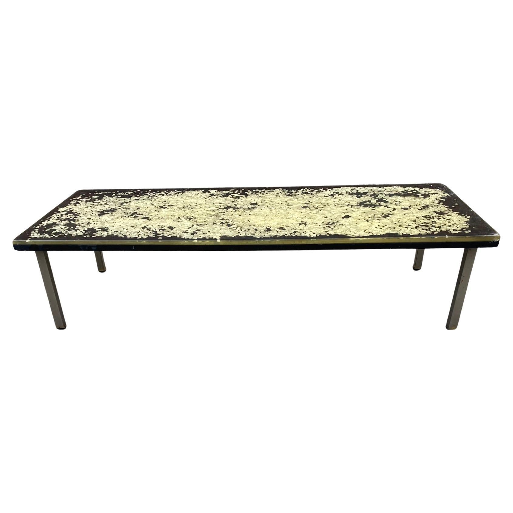Coffee Table Fractal Stone Steel Inclusion, circa 1960 For Sale