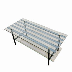 Mid-Century Modern Coffee Table With Steel Structure and Mirrored Glass - France