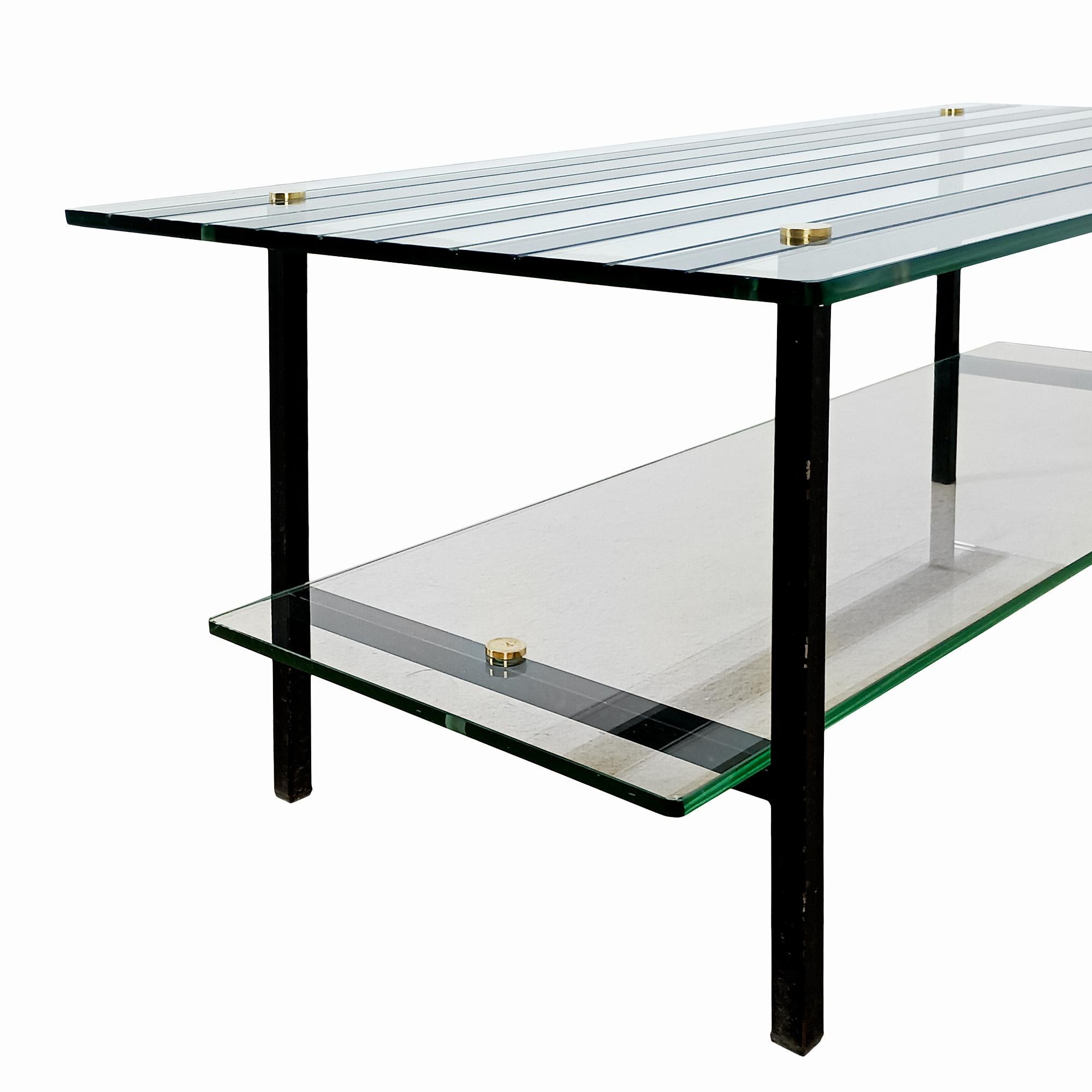 Mid-20th Century Mid-Century Modern Coffee Table With Steel Structure and Mirrored Glass - France For Sale