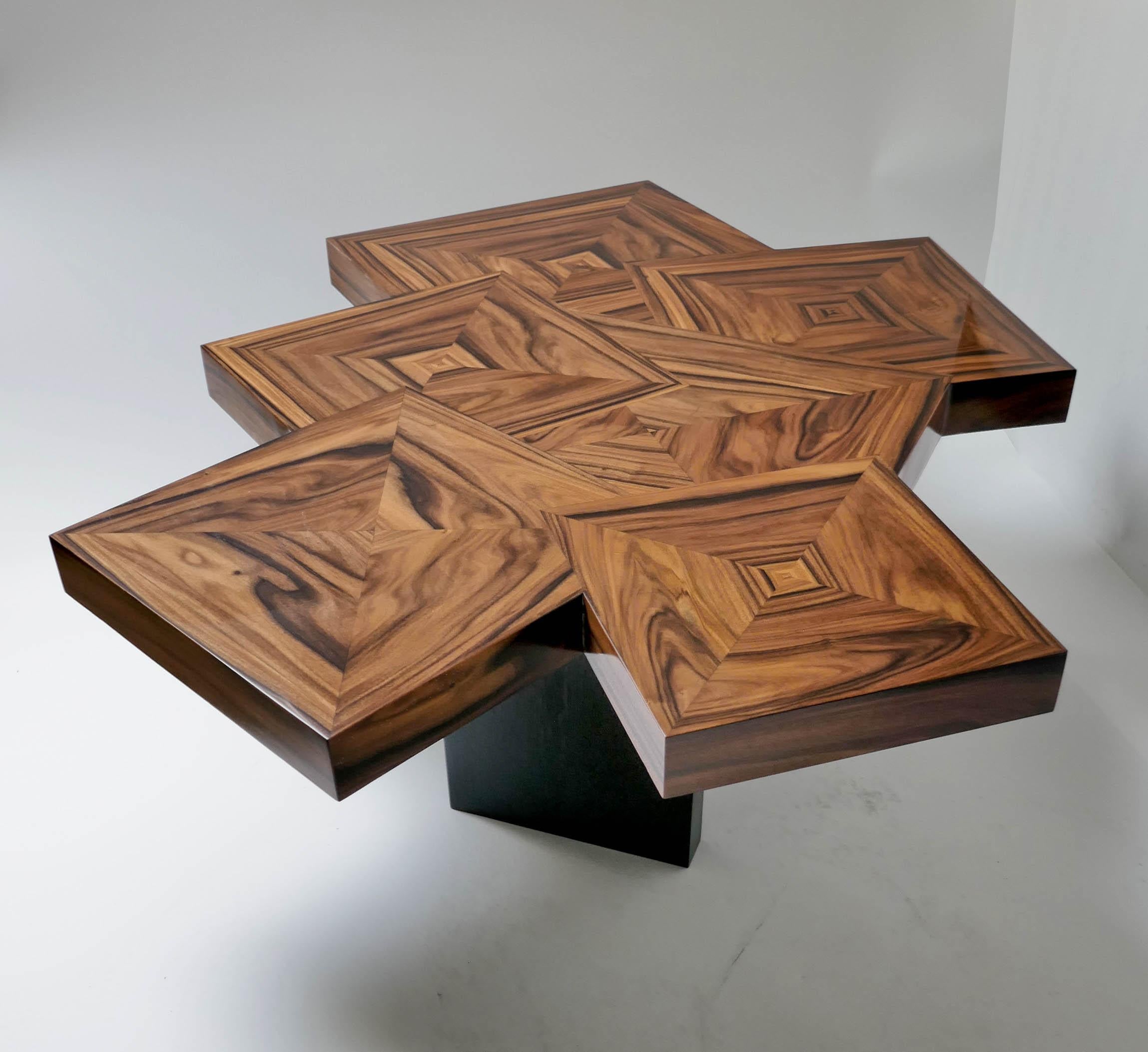 Table basse Fusion en marqueterie de bois de Santos par Aymeric Lefort en vente 2