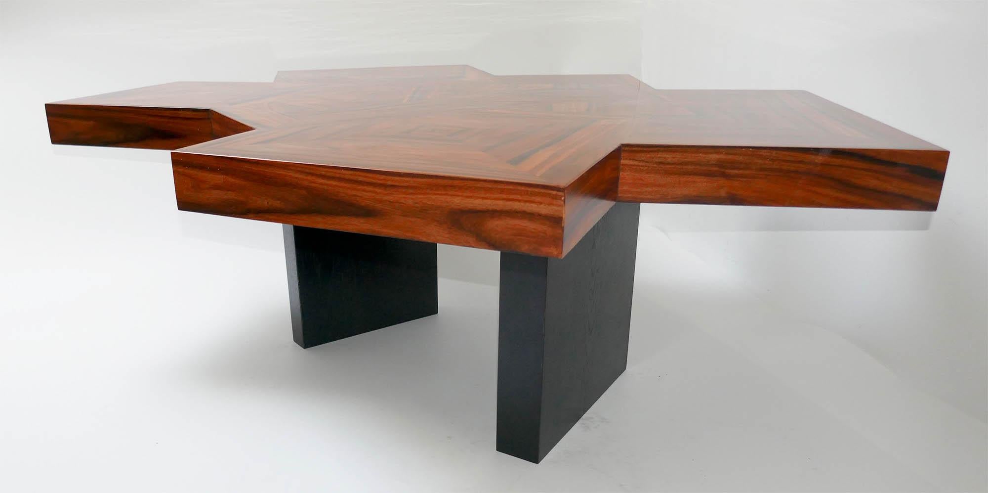 XXIe siècle et contemporain Table basse Fusion en marqueterie de bois de Santos par Aymeric Lefort en vente