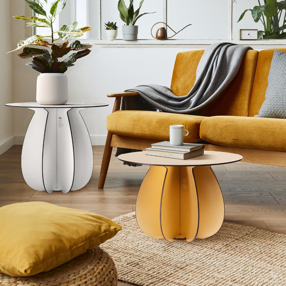 Ibride collaborates with designer Florence Bourel to create Gardenia, a coffee table whose base draws inspiration from the world of cacti, bringing an outdoor aesthetic indoors.

In the gold version, the round coffee tables are distinguished by a