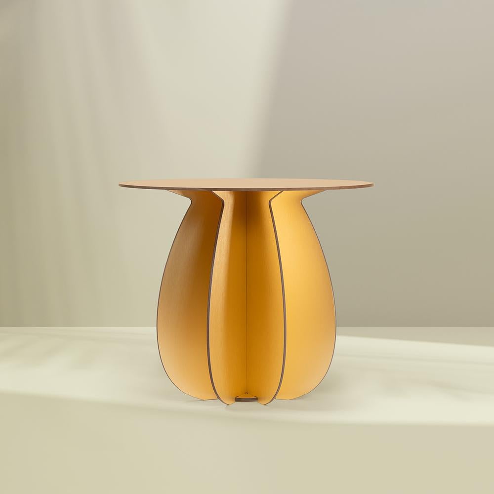 Ibride collabore avec la designer Florence Bourel pour créer Gardenia, une table basse dont le piètement s'inspire du monde des cactus, apportant une esthétique extérieure à l'intérieur.

Dans la version or, les tables basses rondes se distinguent