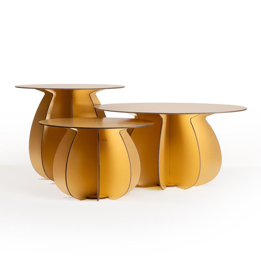 French Coffee Table - GARDENIA Gold ø80 cm For Sale