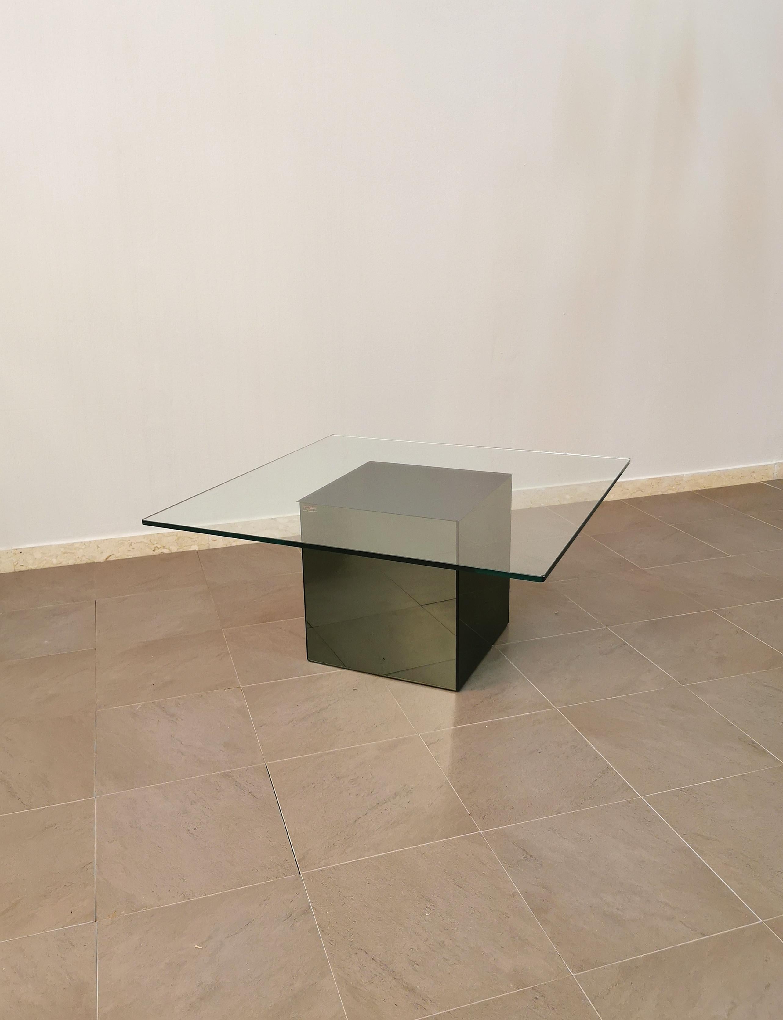Coffee Sofa Table Glass Nanda Vigo for Acerbis Midcentury Italian Design, 1970s 4