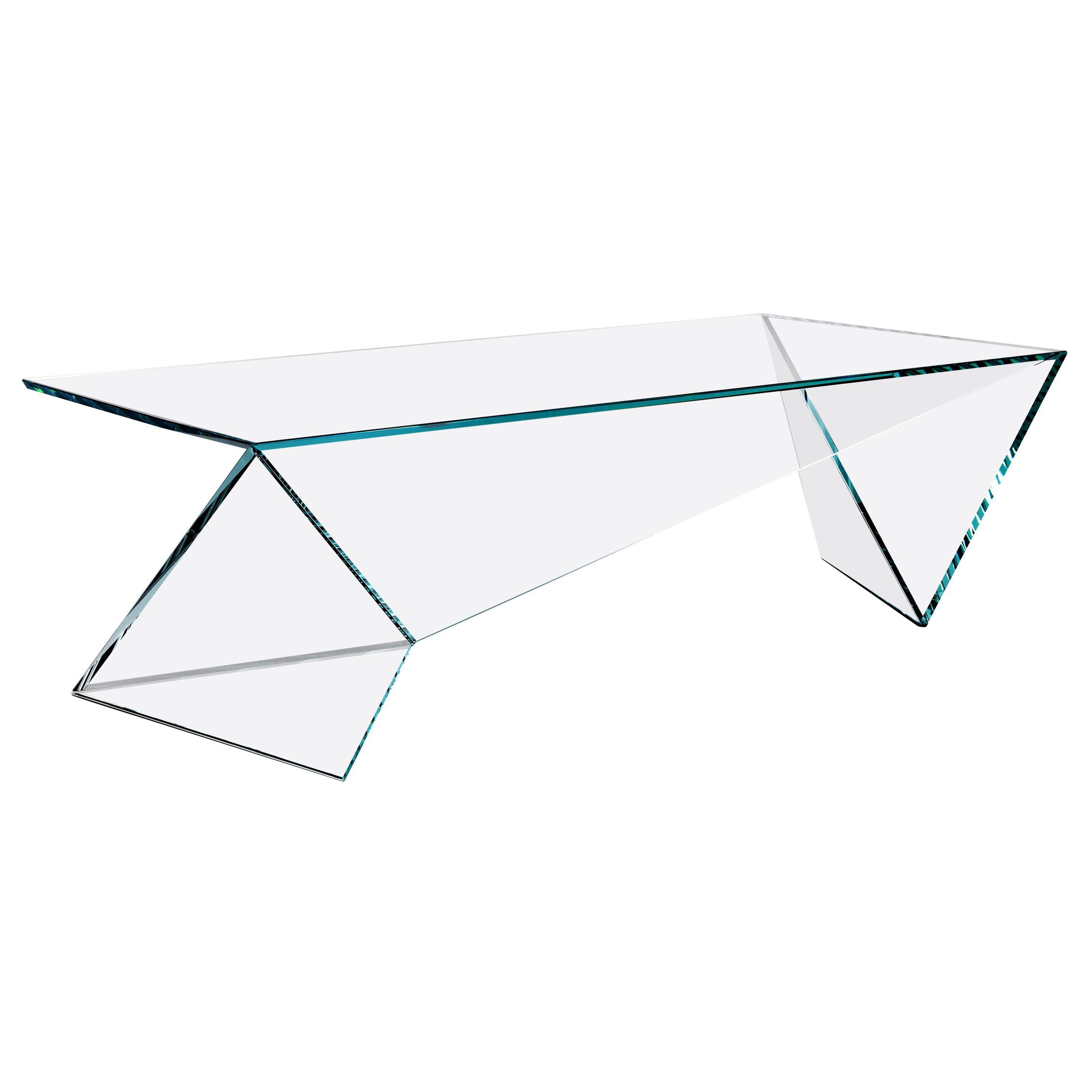 Couchtisch/Couchtisch aus Glas und Kristall mit geometrischem Sammlerdesign 