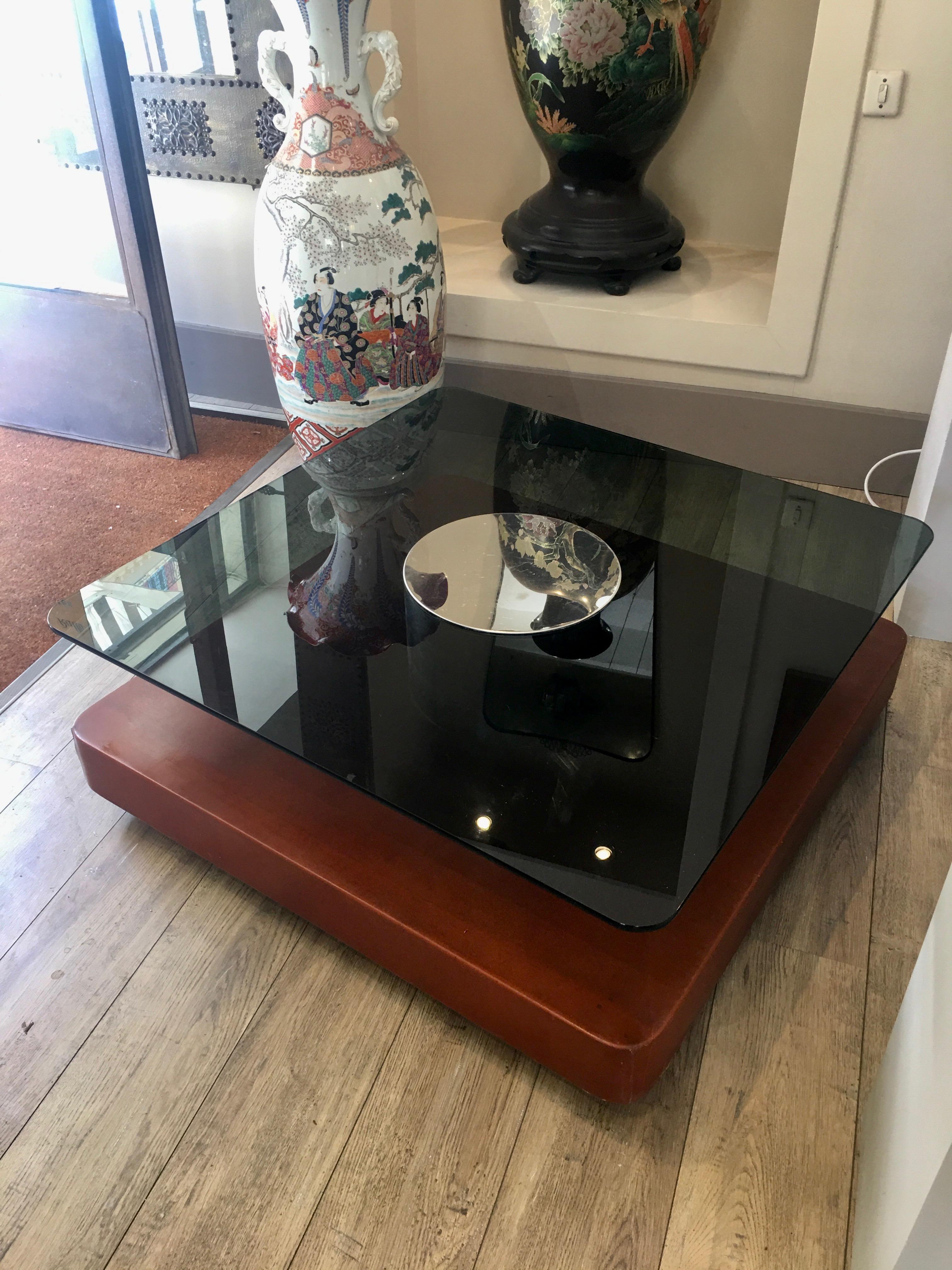 Italian Coffee Table, Glass, Italy, 1970 For Sale