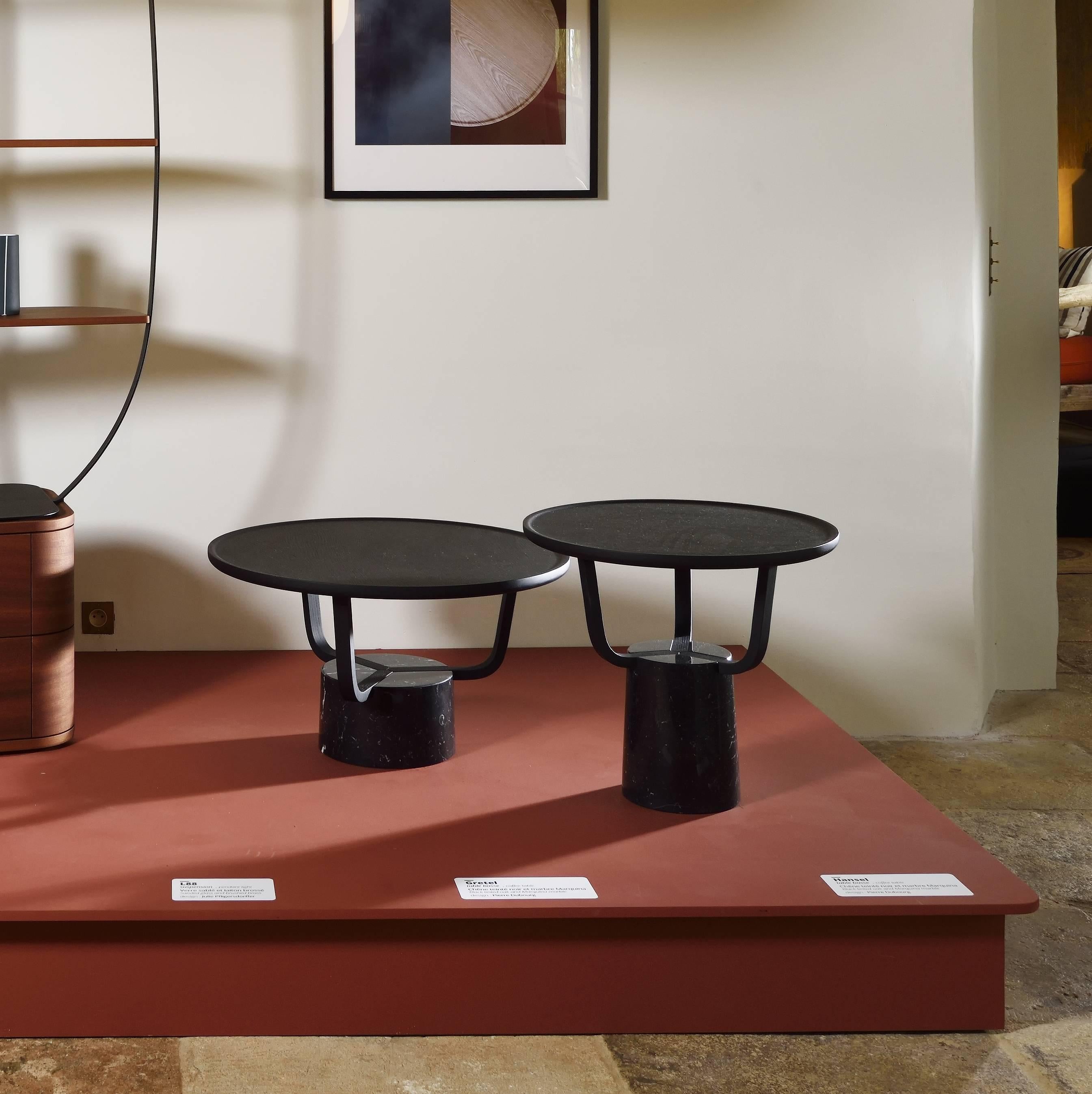 Table basse grétel pour l'intérieur en chêne noir et marbre Marquina Neuf - En vente à Toulouse, FR