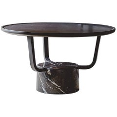 Table basse grétel pour l'intérieur en chêne noir et marbre Marquina