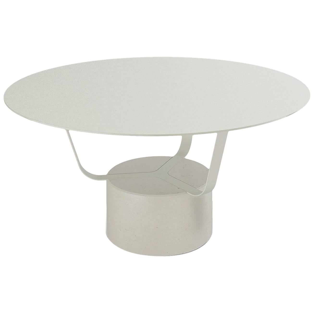 Coffee Table Gretel Outdoor in White Metal and Moleanos Marble For Sale