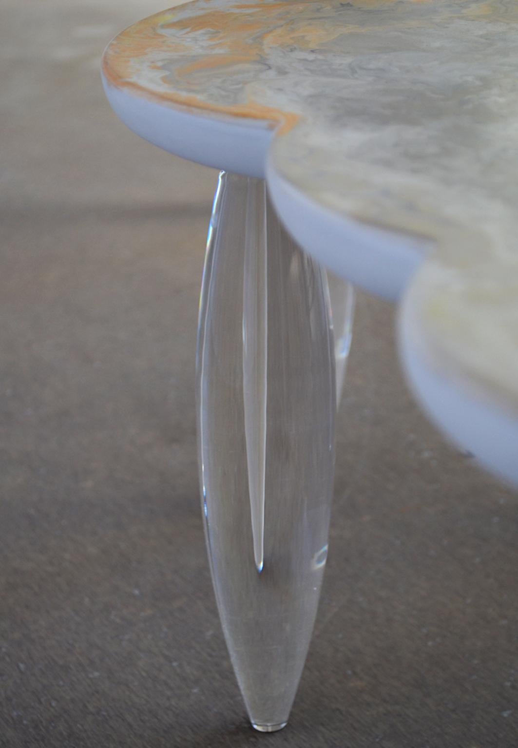 Modern Grey Coffee table Cloud Art Top Plexiglass Legs Handmade in Italy by Cupioli For Sale