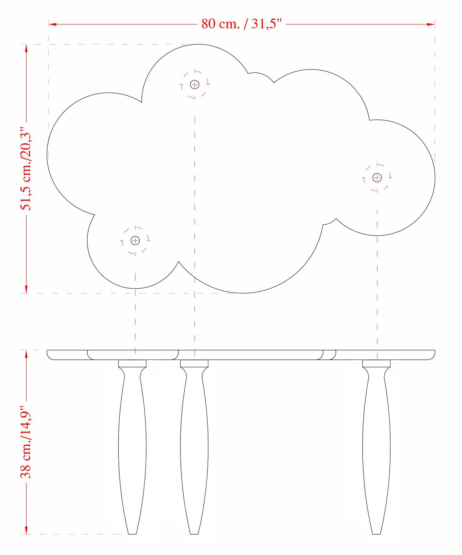 Hand-Crafted Grey Coffee table Cloud Art Top Plexiglass Legs Handmade in Italy by Cupioli For Sale
