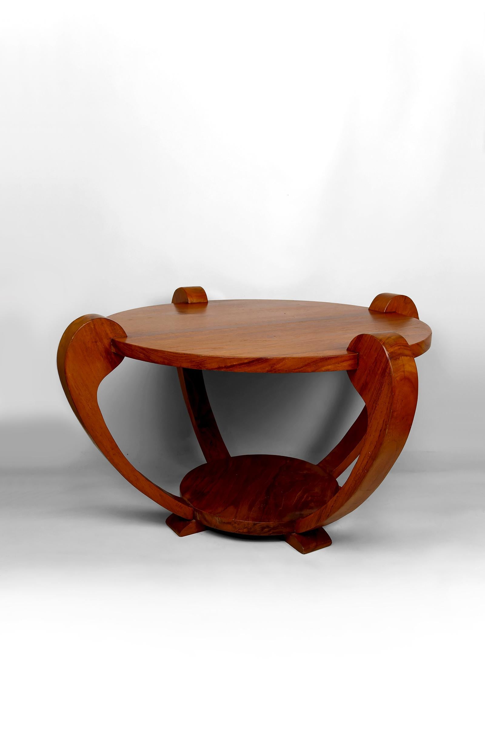 Coffee Table / Gueridon, Colonial Art Deco, In the Style of Michel Dufet, 1930's In Good Condition For Sale In VÉZELAY, FR