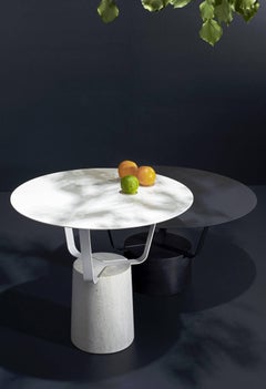 Coffee Table Hansel Outdoor in White Metal and Moleanos Marble