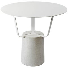 Coffee Table Hansel Outdoor in White Metal and Moleanos Marble