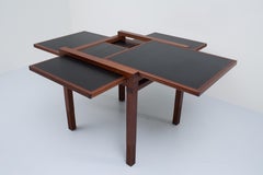 Side Table with four extractable leaves in Iroko and Laminate, France, 1980s