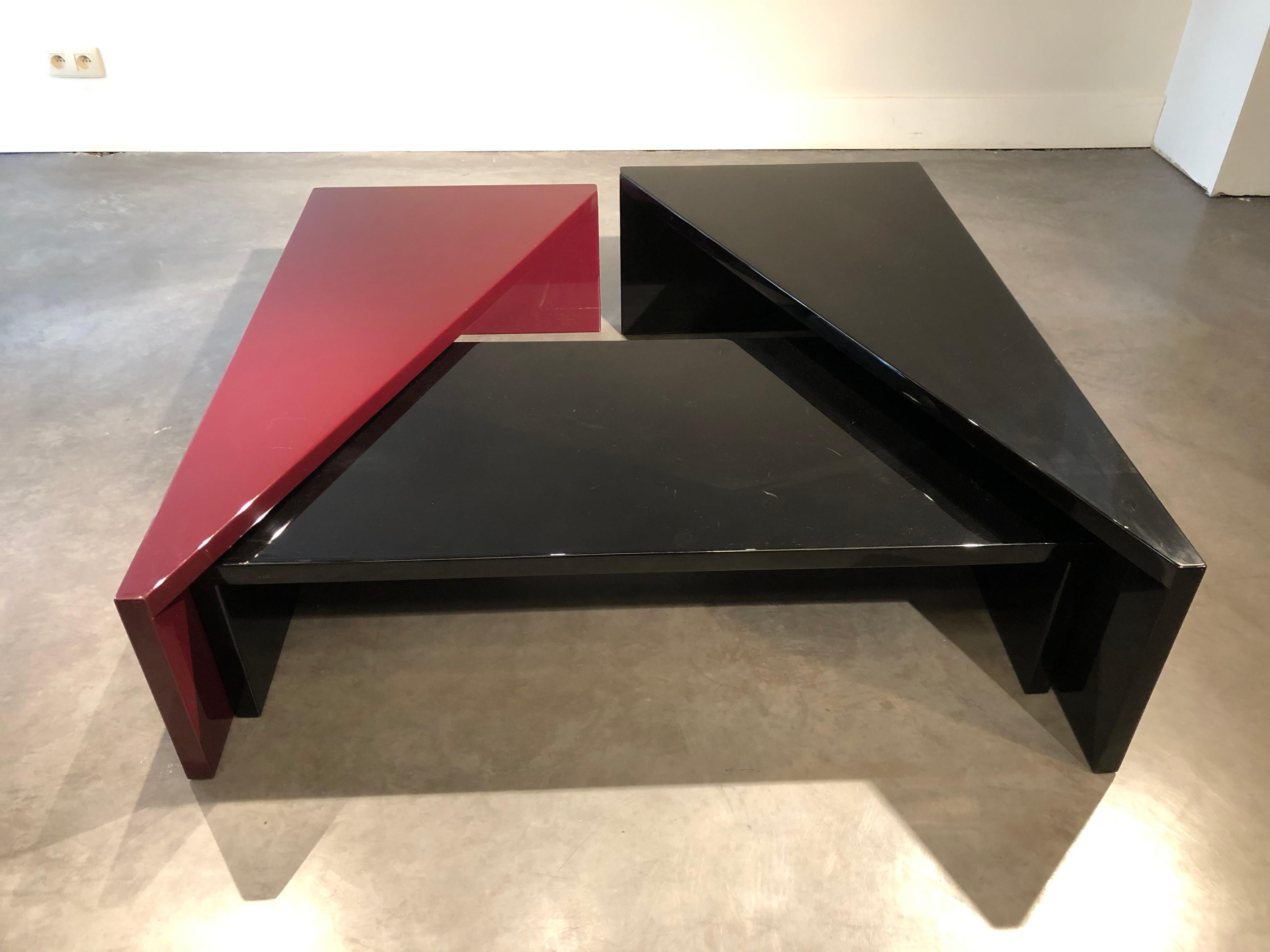 Coffee Table in 3 Different Parts by Pierre Cardin and Francesco Bocola In Fair Condition For Sale In Bruxelles, BE