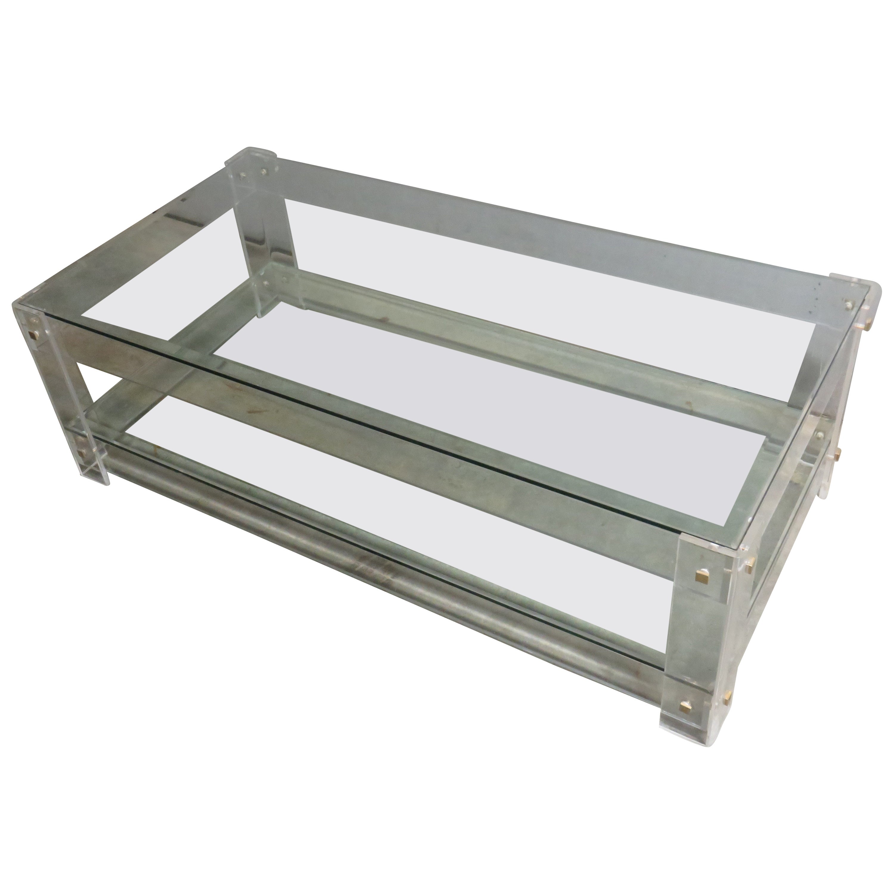 Coffee Table in Acrylic and Glass, Style Charles Hollis Jones